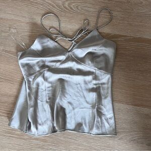 Grey/silvery halter tank top